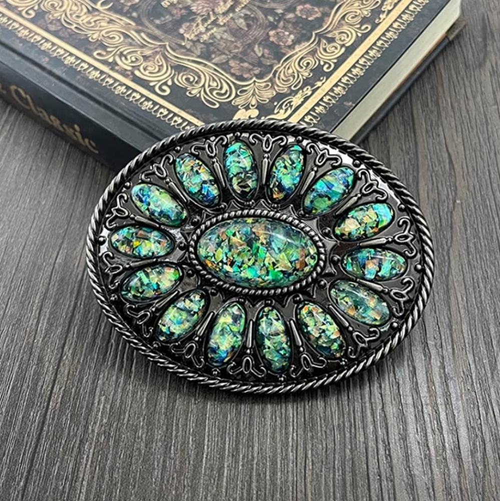 Gorgeous blue green belt buckle